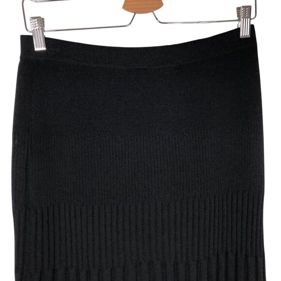 ST. JOHN COLLECTION 8 Black Skirt Santana Knit Ribbed A-line Wool Blend NWT $375 - Picture 9 of 12